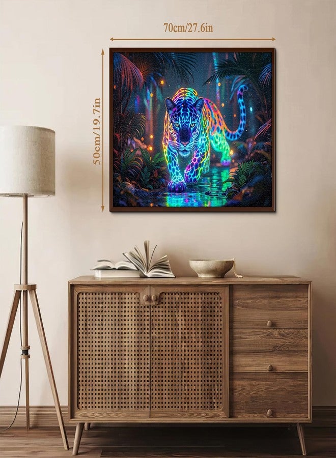 PPuzzling Wild Leopard Puzzles for Adults 1000 Pieces, Neon Jungle Forest Wildlife Jigsaw Puzzles, Colorful Hunting Animal Puzzle - Image 4